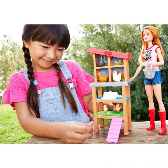 Barbie® Chicken Farmer Doll, Red-Haired, and Playset with Henhouse and Accessories ● Sales